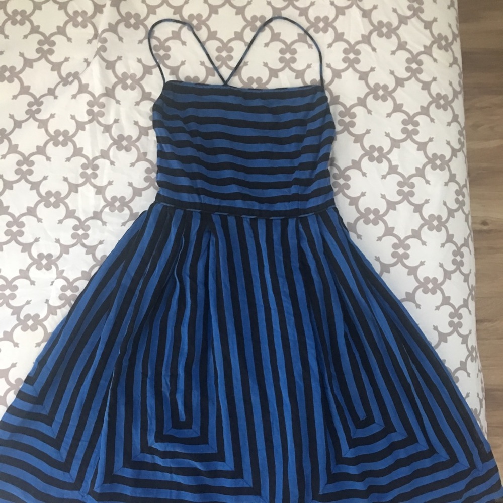 Blue and black striped dress